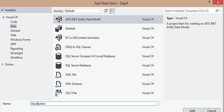 ADO dot NET entity data model